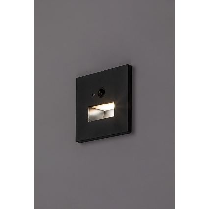 Rabalux - LED svetiljka za stepenište sa senzorom pokreta i sumraka LED/1W/230V 3000/4500/6500K crna
