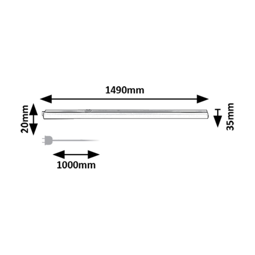 Rabalux - LED svetiljka za ugradnju ispod ormarića LED/20W/230V 3000/4000K crna