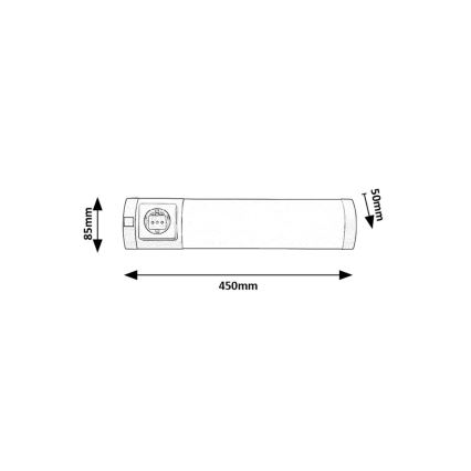 Rabalux - LED svetlo za ispod ormarića sa utičnicom LED/5W/230V 4000K 45 cm mat hrom