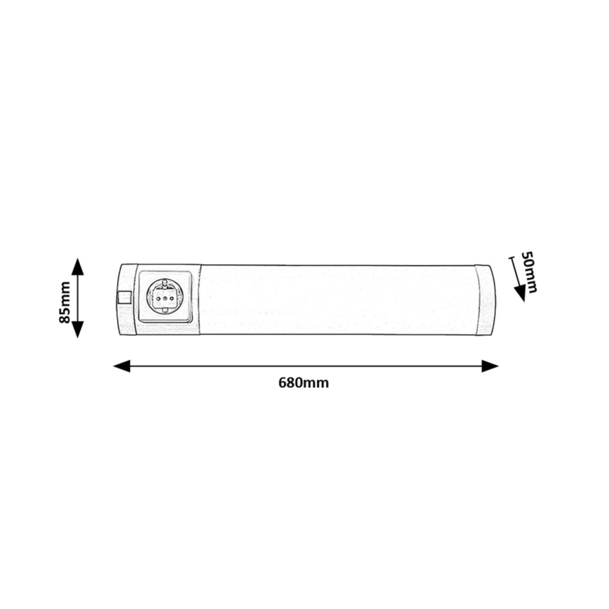 Rabalux - LED svetlo za montažu ispod ormarića sa utičnicom LED/8W/230V 4000K 68 cm mat hrom