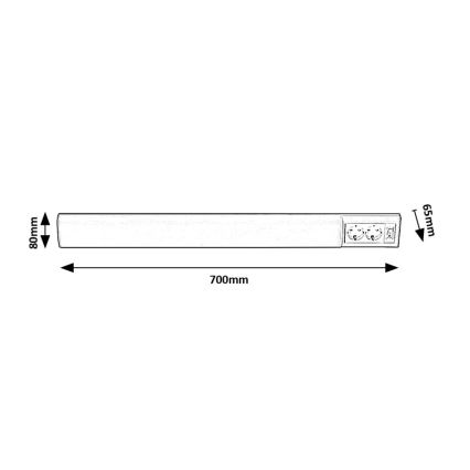 Rabalux - LED svetlo za ugradnju ispod kuhinjskih elemenata sa 2 utičnice LED/15W/230V 4000K 70 cm belo