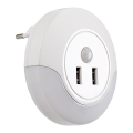 Rabalux - LED noćno svetlo za utičnicu sa senzorom 2xUSB LED/13,9W/230V 3000K