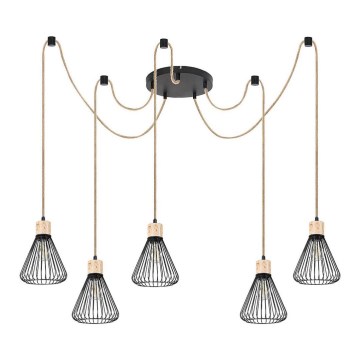 Rabalux - Luster na sajli 5xE27/40W/230V u obliku pauka, crna/bukva