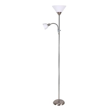 Rabalux - Podna lampa 1xE27/100W+E14/25W matni hrom/bela