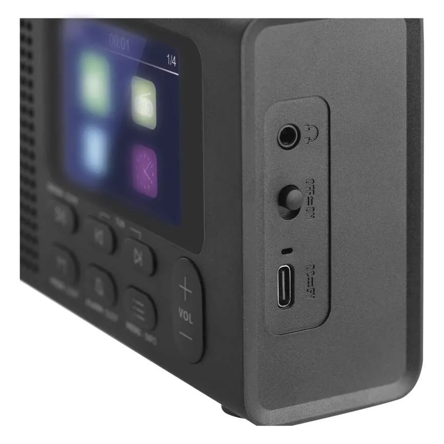 Radio DAB DAB+ FM 3W/5V/4xAA crna
