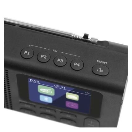 Radio DAB DAB+ FM 3W/5V/4xAA crna