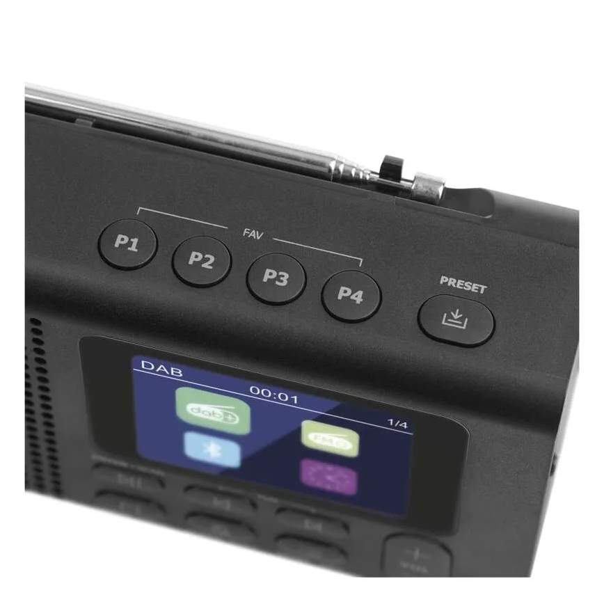 Radio DAB DAB+ FM 3W/5V/4xAA crna