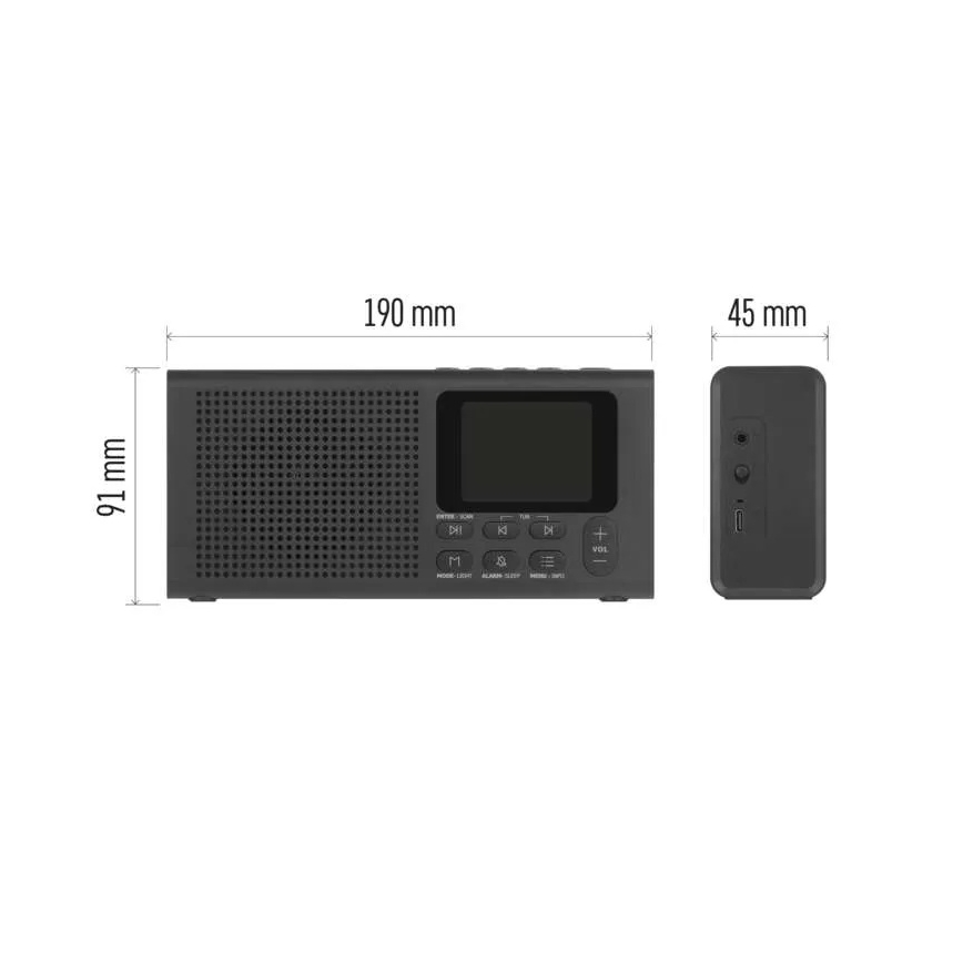 Radio DAB DAB+ FM 3W/5V/4xAA crna