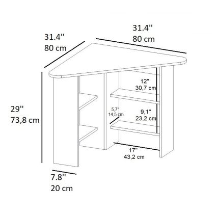 Radni sto CORNER 73,8x80 cm antracit