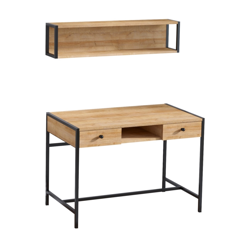 Radni sto PENA 72x100 cm + zidna polica 24x100 cm braon/crna