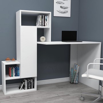 Radni sto sa policom IRMAK 119x138,6 cm beli