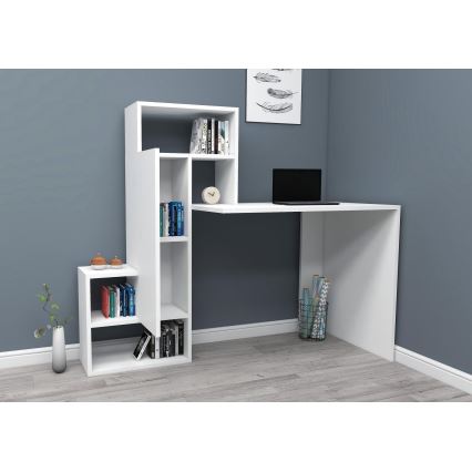 Radni sto sa policom IRMAK 119x138,6 cm beli