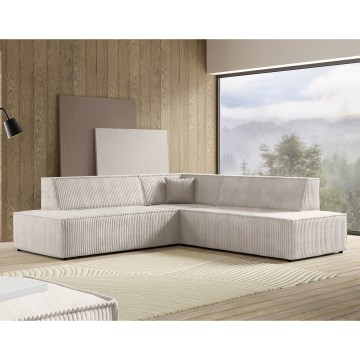 Rasklopiva ugaona garnitura sa prostorom za odlaganje u obliku slova L TERAMO, desna, bež