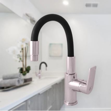 RAV Slezák CO119.0/15 - Slavina za sudoperu sa fleksibilnim izlivom COLORADO 25 cm, crna/sjajni hrom