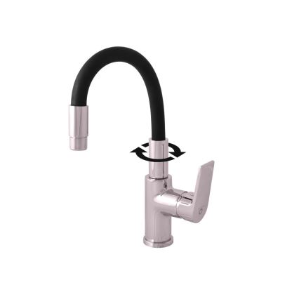 RAV Slezák CO119.0/15 - Slavina za sudoperu sa fleksibilnim izlivom COLORADO 25 cm, crna/sjajni hrom