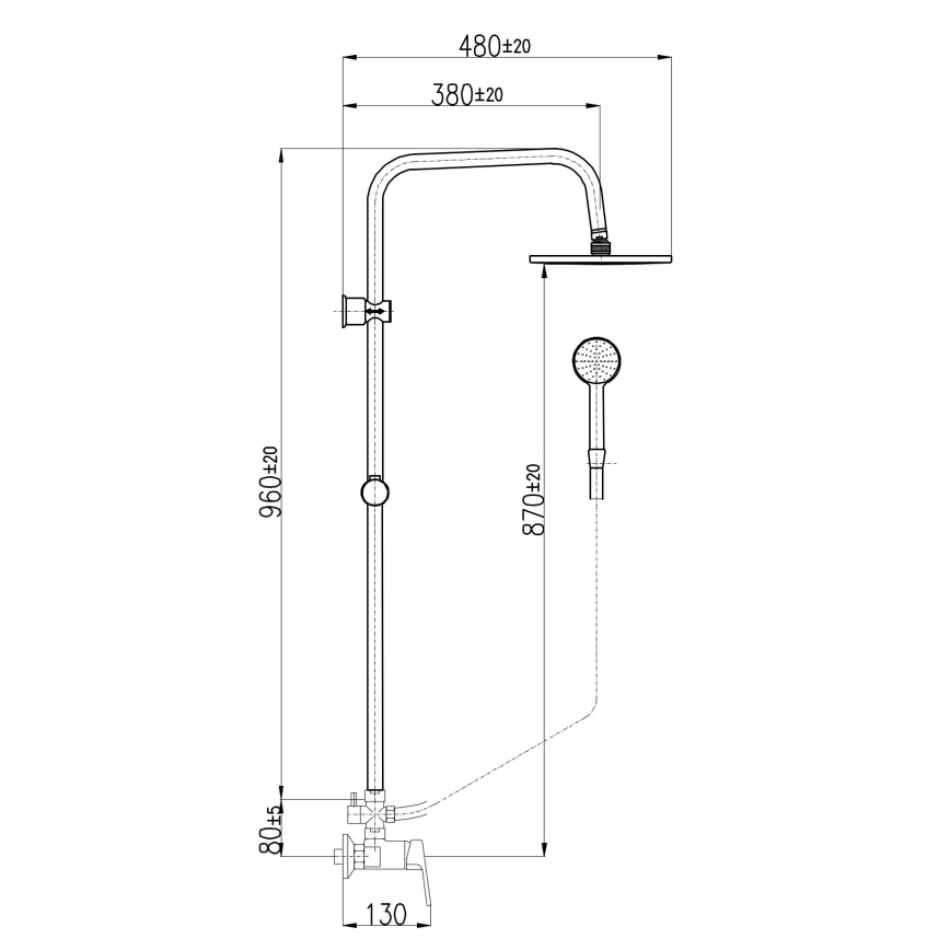RAV Slezák CO182.5/7 - Tuš set sa baterijom COLORADO, sjajni hrom