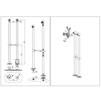 RAV Slezák MK150.5/2CMATSM - Set za kadu sa baterijom MORAVA RETRO crna/mesing