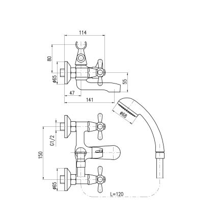 RAV Slezák MK154.5/1 - komplet za kadu sa baterijom MORAVA, sjajni hrom