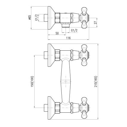 RAV Slezák MK180.5CMATSM - Tuš baterija MORAVA RETRO crna/mesing