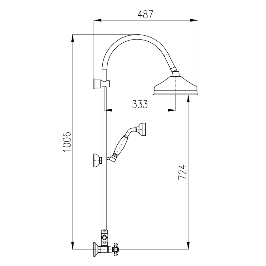 RAV Slezák MK181.5/3SM - Komplet za tuš sa baterijom MORAVA RETRO stari mesing