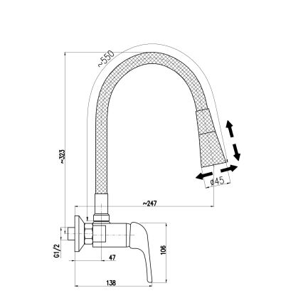 RAV Slezák SA002.5/13 - Kuhinjska slavina SAZAVA 32,3 cm crna/sjajni hrom