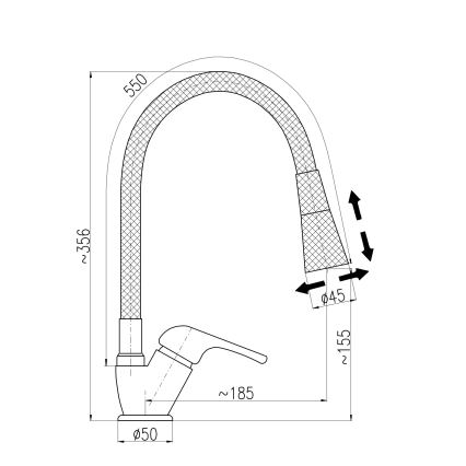RAV Slezák SA006.0/13CB - Slavina za sudoperu sa fleksibilnim izljevom SAZAVA 35,6 cm bela/sjajni hrom