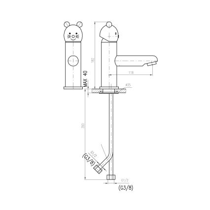 RAV Slezák SE326.0 - Baterija za umivaonik JUNIOR 18,2 cm crvena/plava