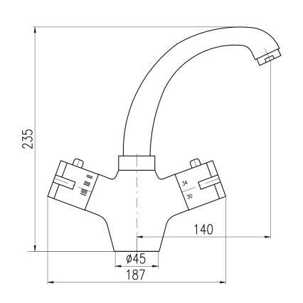 RAV Slezák TRM26.0 - Termostatska baterija za umivaonik TERMO 23,5 cm sjajni hrom