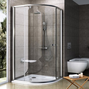 Ravak 37677U00Z1 - Trodelna četvrtkružna tuš kabina PIVOT 90x90 cm satinirano