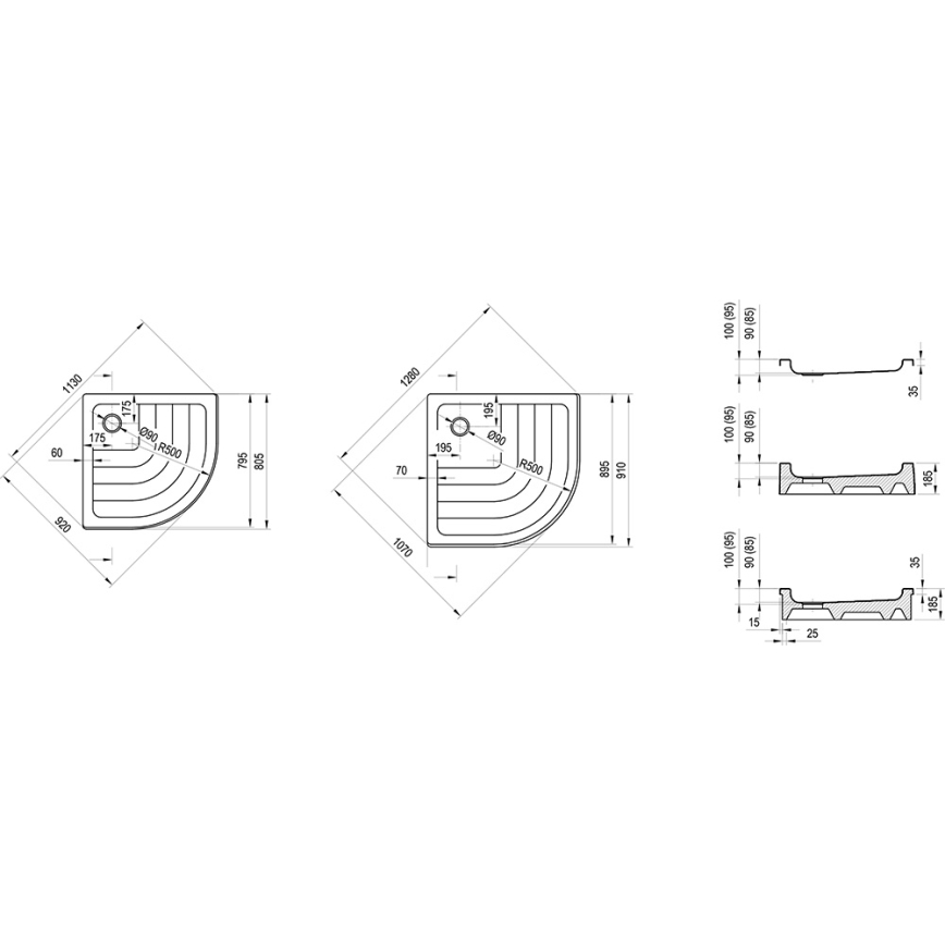 Ravak A207001120 - Četvrtkružna tuš-kada RONDA 90x90 cm bela