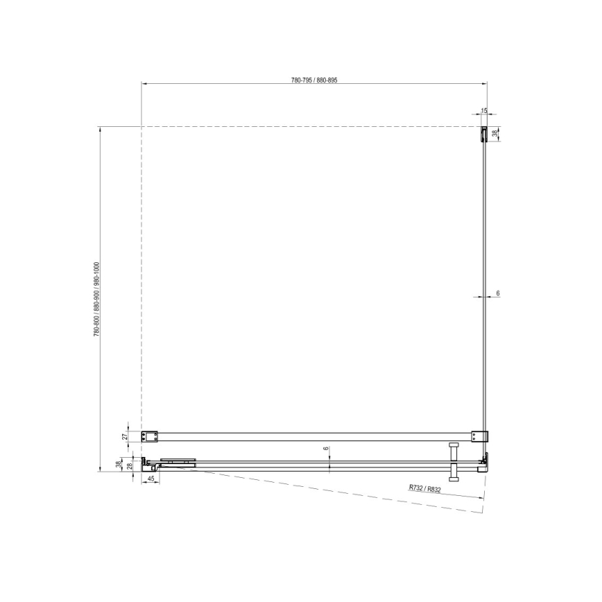 Ravak - tuš kabina COOL 90x90 cm crna