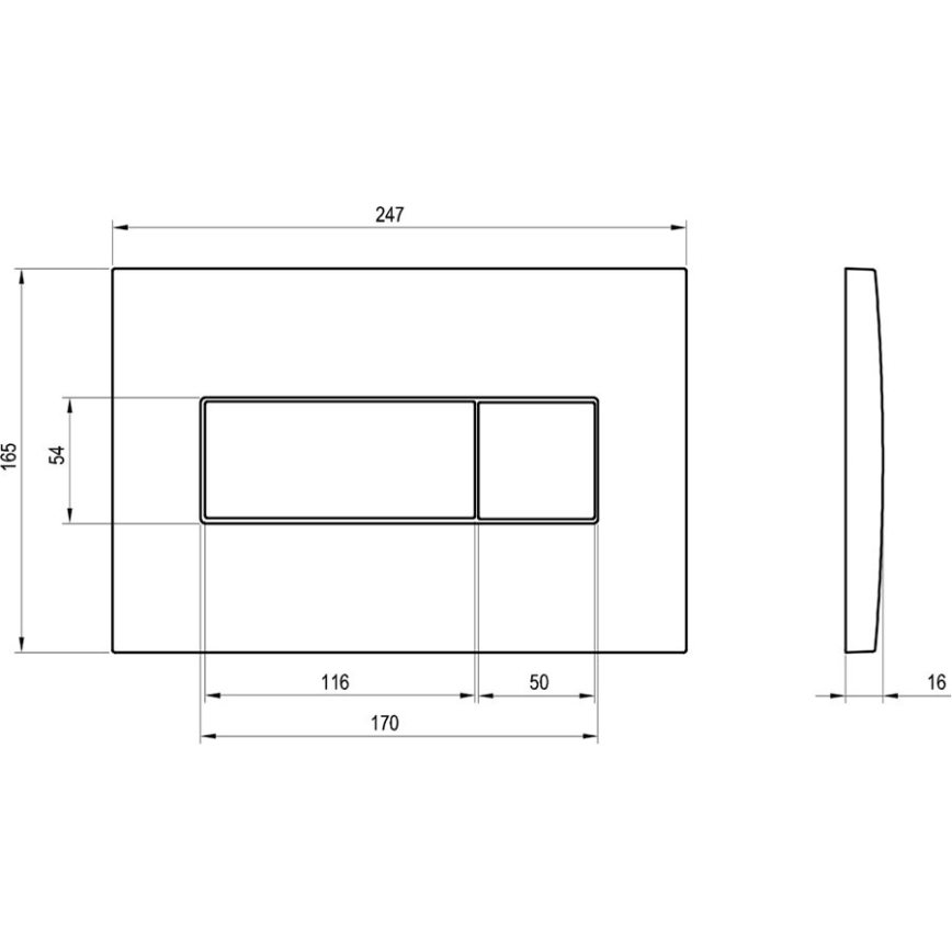Ravak X01456 - Taster za vodokotlić UNI 24,7x16,5 cm mat hrom