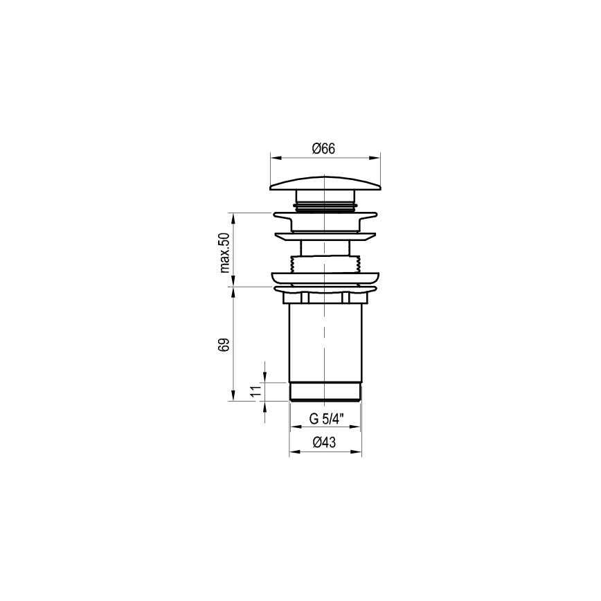 Ravak X01748 - CLICK-CLACK odliv za umivaonik, prečnik 6,6 cm, crni