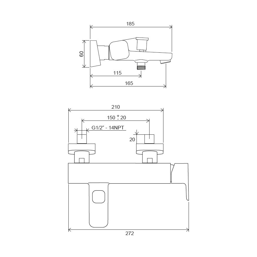 Ravak X070131 - Baterija za kadu FREE, sjajni hrom