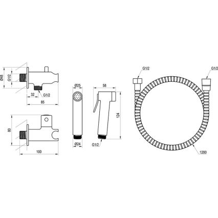 Ravak X070166 - Ručna bide tušica za podžbuknu instalaciju, sjajni hrom