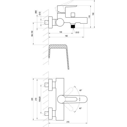 Ravak X070169 - Baterija za kadu PURI, sjajni hrom