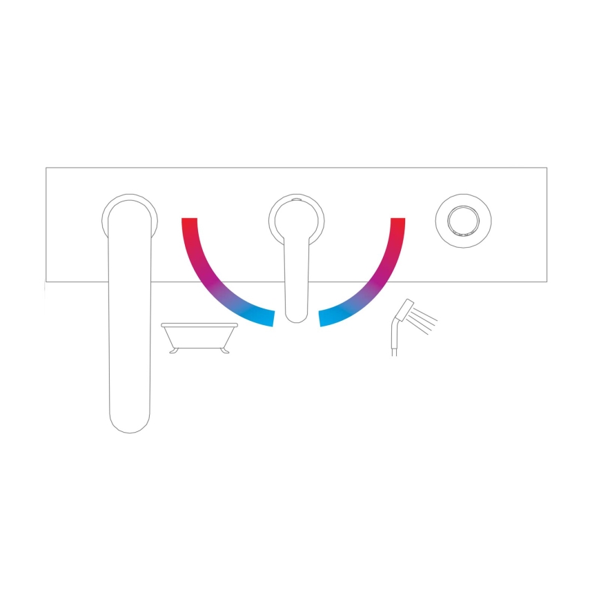 Ravak X070186 - Baterija za kadu sa 3 otvora PURI crna