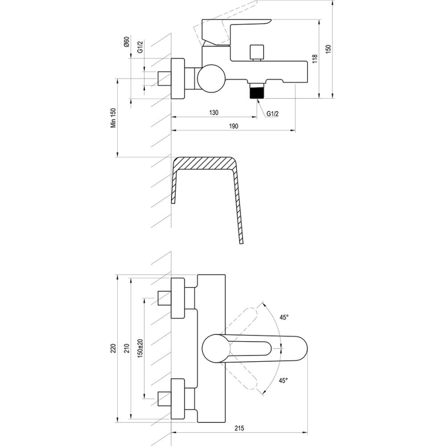 Ravak X070192 - Baterija za kadu PURI crna