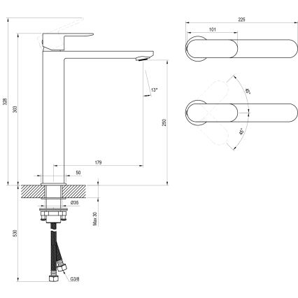 Ravak X070447 - Baterija za umivaonik CHROME 30,3 cm sjajni hrom
