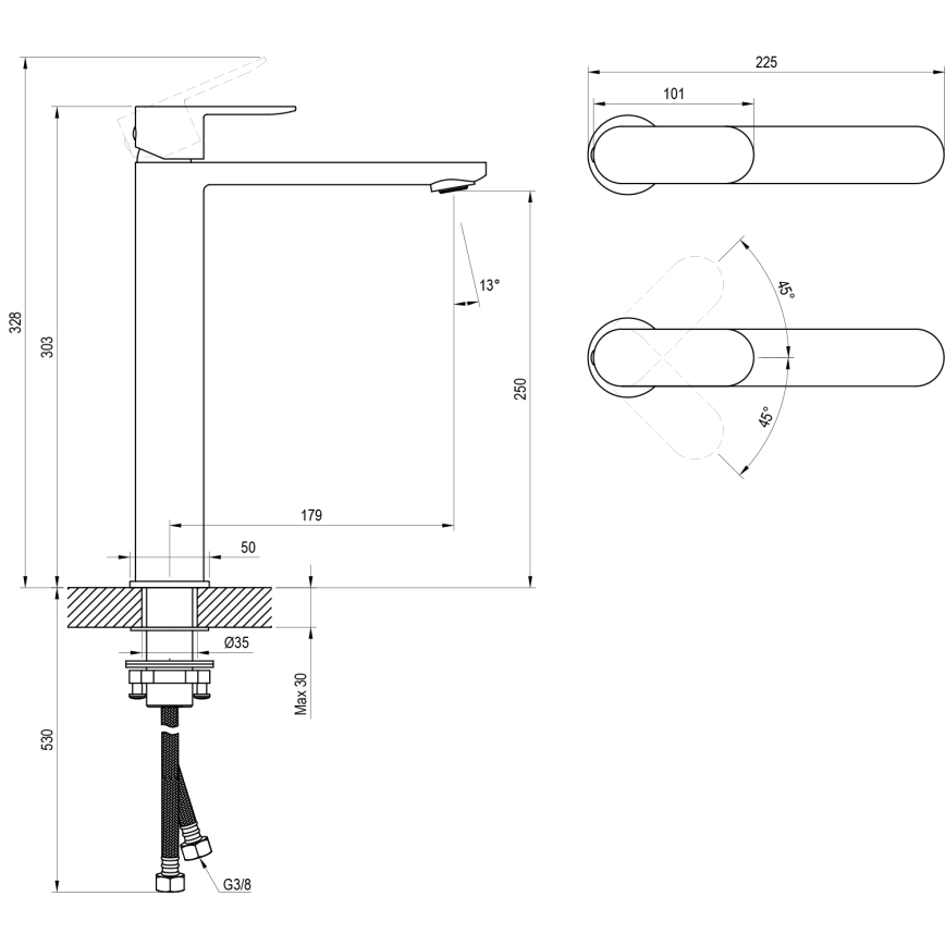 Ravak X070447 - Baterija za umivaonik CHROME 30,3 cm sjajni hrom