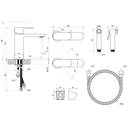 Ravak X070450 - Baterija za umivaonik sa bide tušem CHROME sjajni hrom