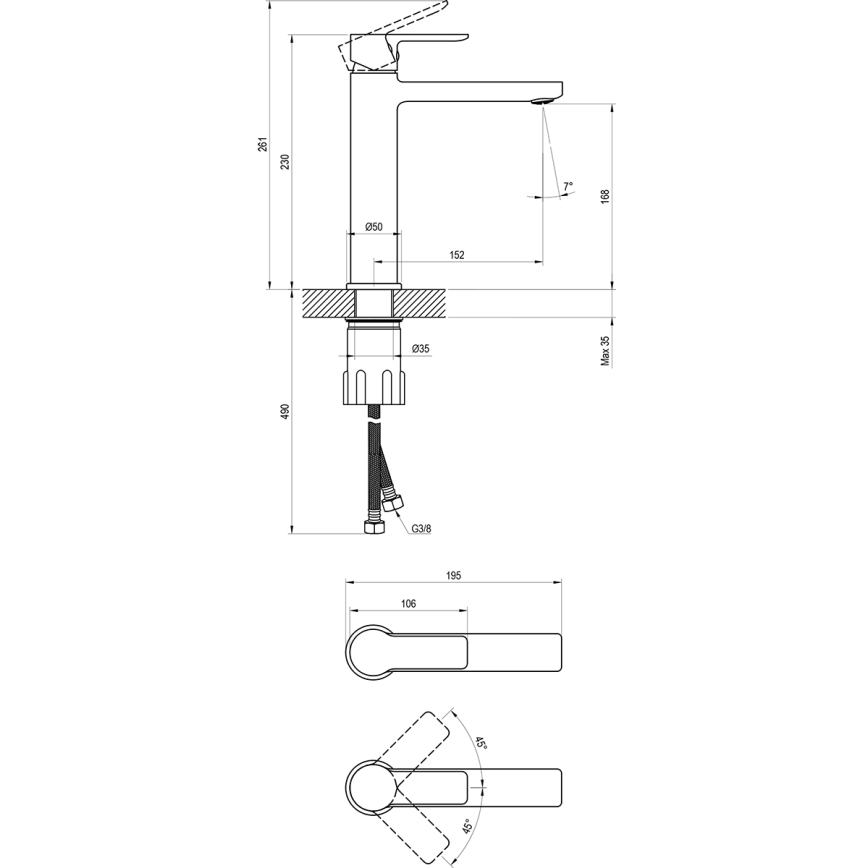 Ravak X070483 - Baterija za umivaonik SOLAR 23 cm sjajni hrom