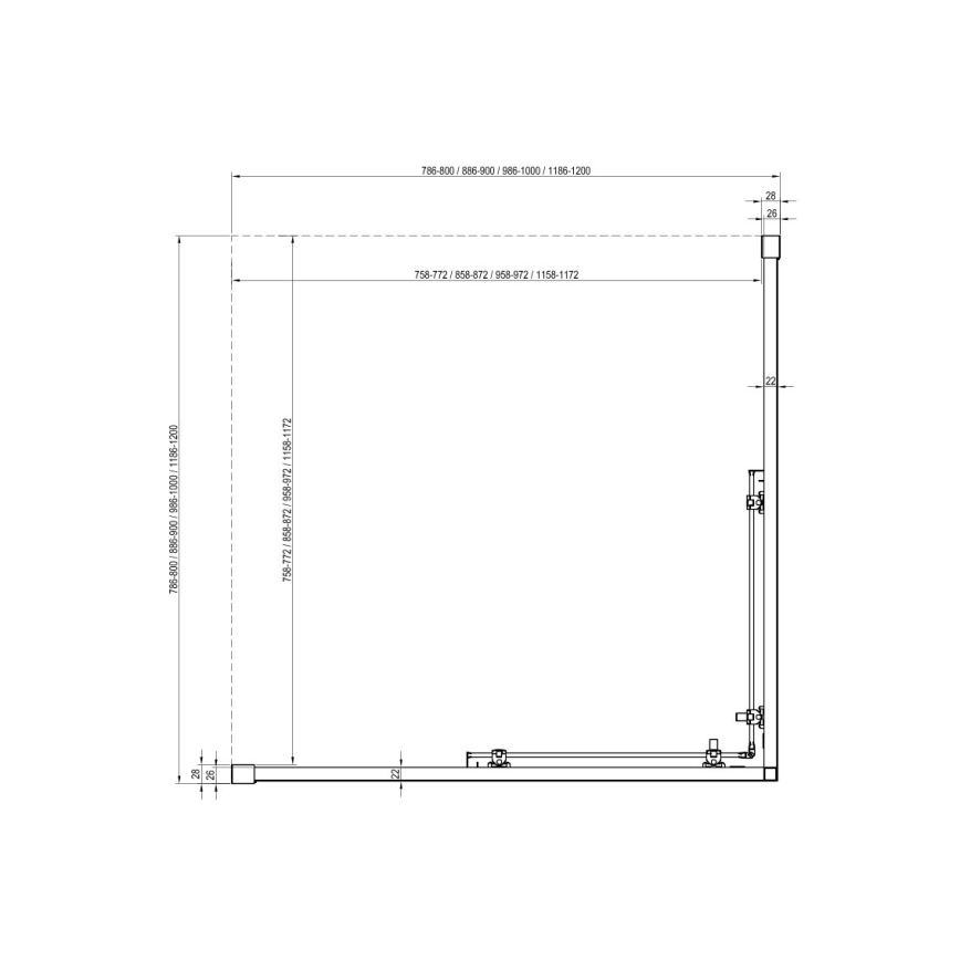 Ravak X1LM70300Z1 - četvorodelna ugaona tuš kabina BLIX SLIM 90x90 cm crna