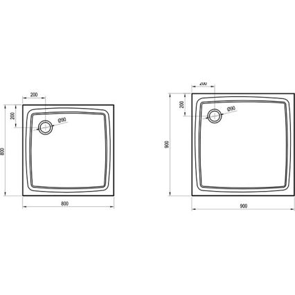 Ravak XA034411010 - Kvadratna tuš-kada PERSEUS 80x80 cm, bela