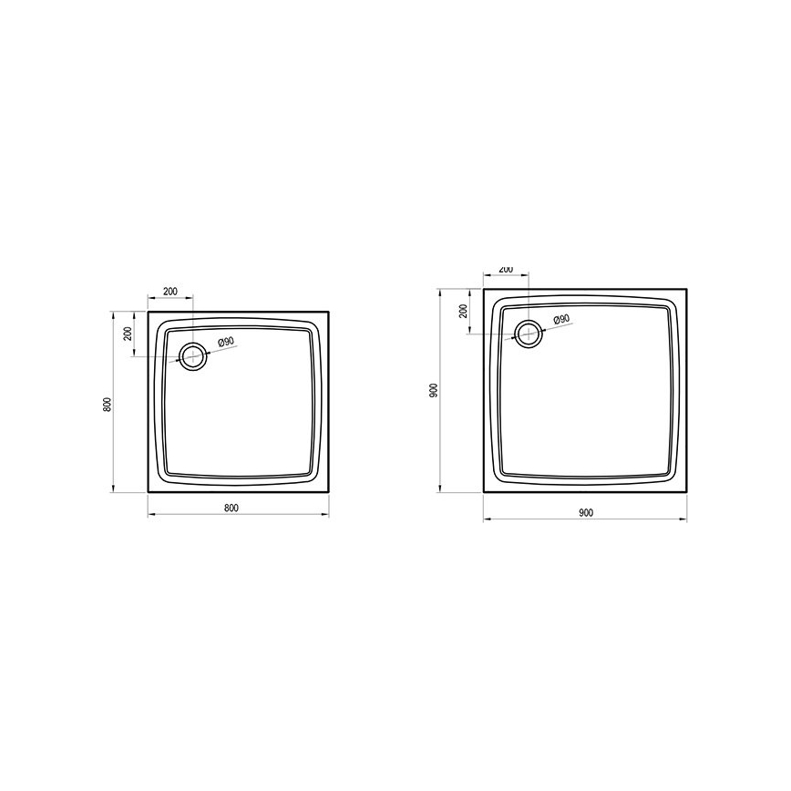 Ravak XA034411010 - Kvadratna tuš-kada PERSEUS 80x80 cm, bela