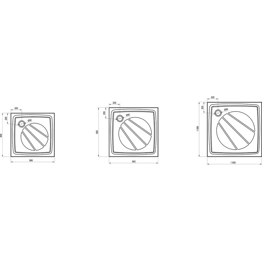Ravak XA037701010 - Kvadratna tuš kada PERSEUS 90x90 cm bela