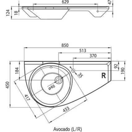 Ravak XJ1P1100000 - Viseći umivaonik AVOCADO 85x45 cm liveni mermer/bela