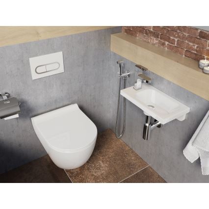 Ravak XJGL1100000 - Zidni umivaonik CHROME 40x22 cm liveni mermer/bela