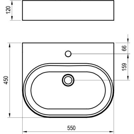Ravak XJX01155004 - Umivaonik na ploču CERAMIC SLIM 55x45 cm keramika/bela