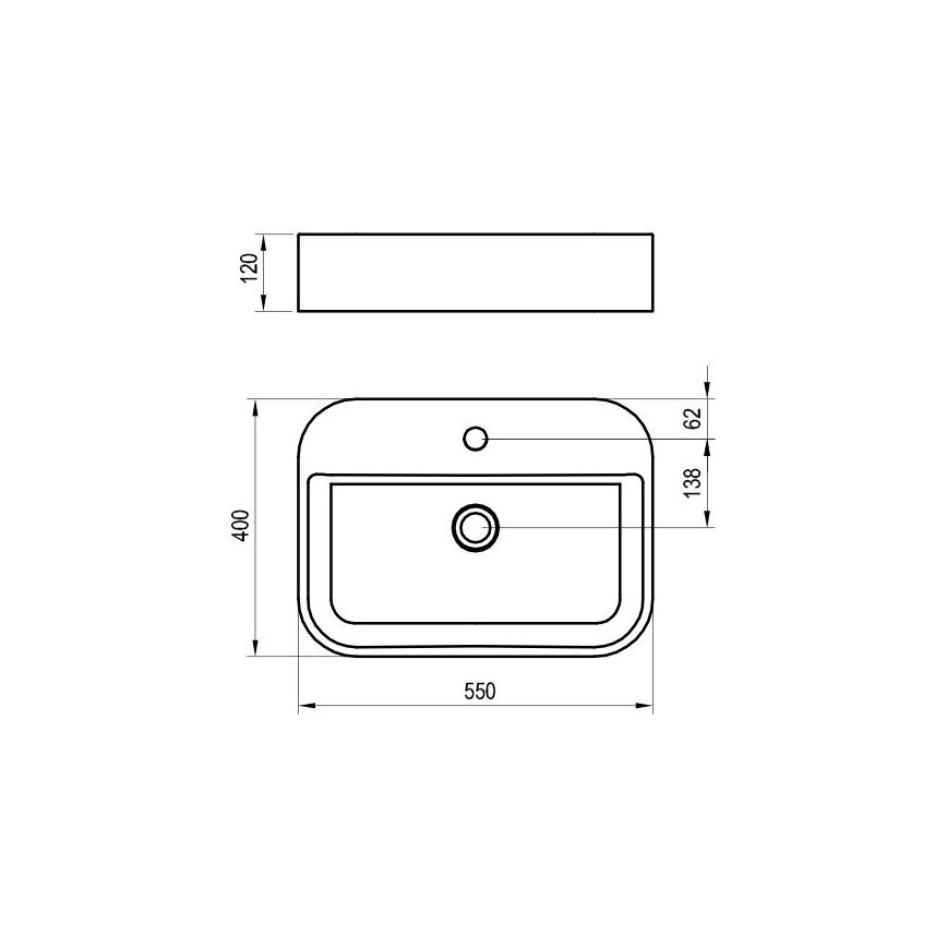 Ravak XJX01155005 - Umivaonik za ploču CERAMIC SLIM 55x40 cm keramika/bela